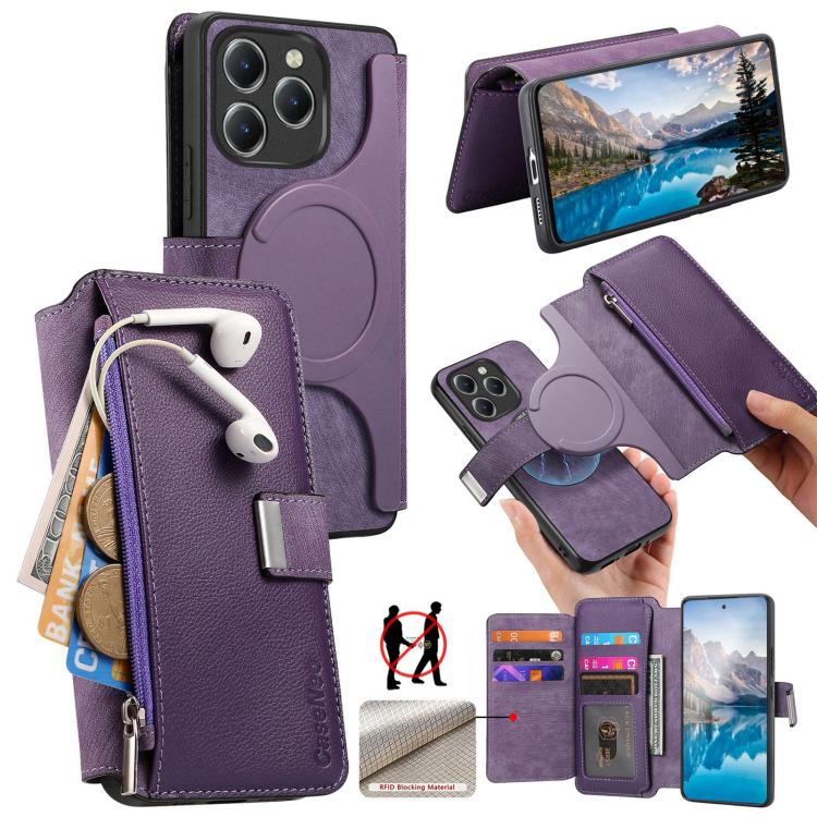 CaseNeo MagSafe RFID Anti-theft Zipper Wallet Retro Leather Phone Case, For Realme 16 Pro+ 5G, For Realme 16 Pro 5G, For Realme GT 8 Pro Global, For Realme 15T 5G Global, For Realme 14, For Realme 14 Pro+, For Realme 14 Pro, For Realme Neo7            ...