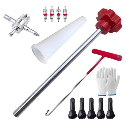 13 pièces / Kit Outil de réparation de pneu de voiture Jeu d'outils d'installation de valve, 13 pièces / Kit