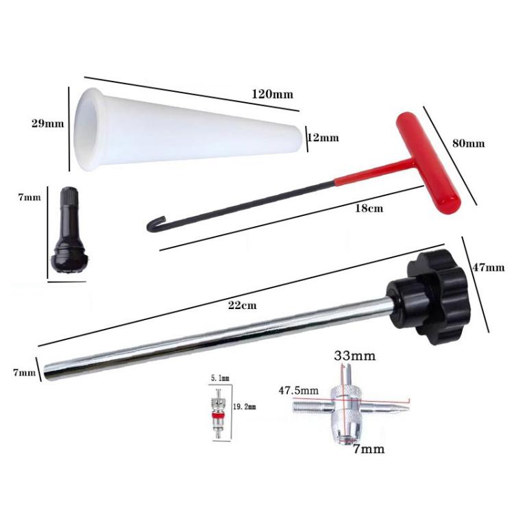 13 pièces / Kit Outil de réparation de pneu de voiture Jeu d'outils d'installation de valve, 13 pièces / Kit