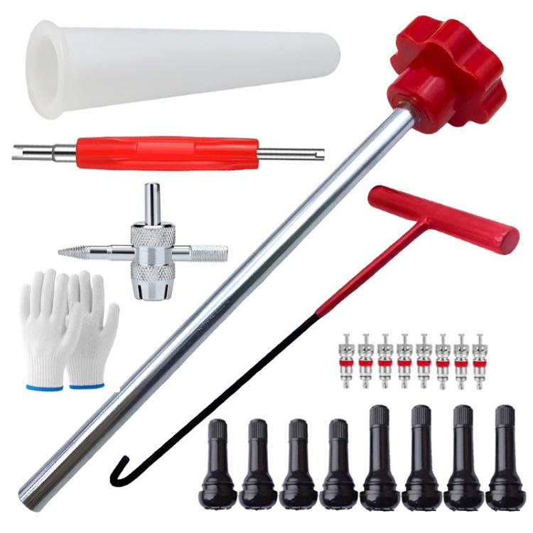 23 pièces / kit Outil de réparation de pneus de voiture Kit d'outils d'installation de valves, 23 pièces / kit