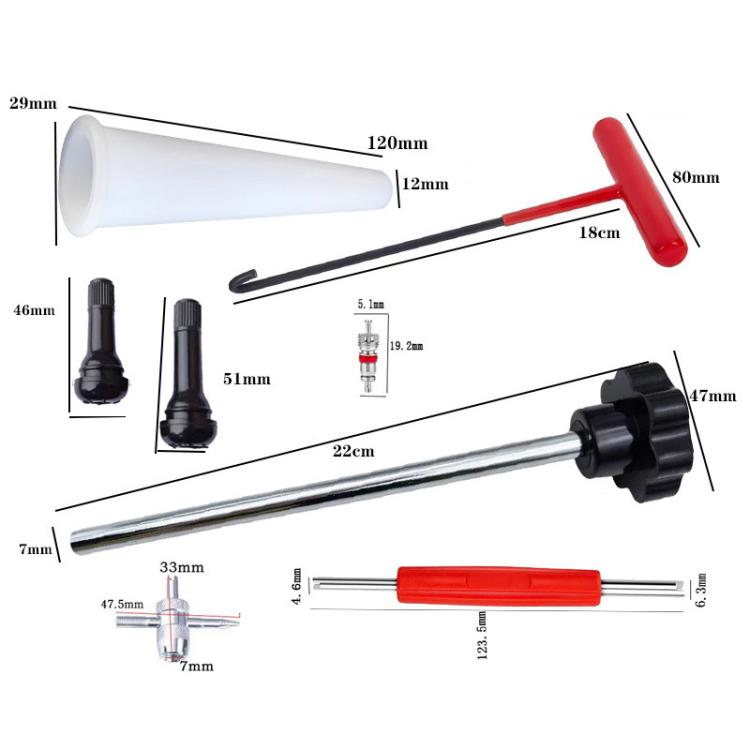 23 pièces / kit Outil de réparation de pneus de voiture Kit d'outils d'installation de valves, 23 pièces / kit