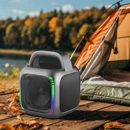 MS6K Portable RGB Dazzling Bluetooth Speaker Outdoor Karaoke Subwoofer, No Mic, Dual Mic