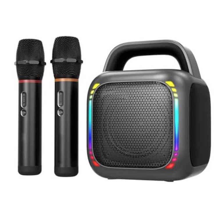 MS6K Portable RGB Dazzling Bluetooth Speaker Outdoor Karaoke Subwoofer, No Mic, Dual Mic
