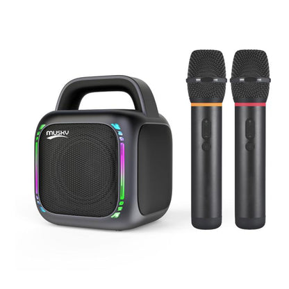 MS6K Portable RGB Dazzling Bluetooth Speaker Outdoor Karaoke Subwoofer, No Mic, Dual Mic