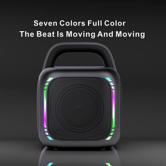 MS6K Portable RGB Dazzling Bluetooth Speaker Outdoor Karaoke Subwoofer, No Mic, Dual Mic