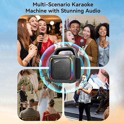 MS6K Portable RGB Dazzling Bluetooth Speaker Outdoor Karaoke Subwoofer, No Mic, Dual Mic