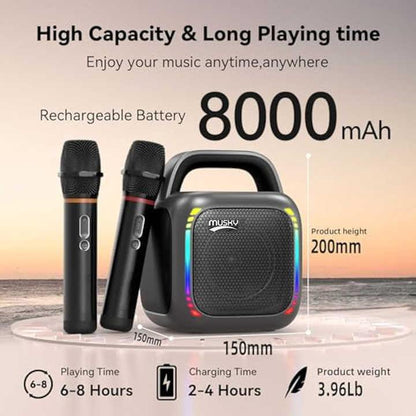 MS6K Portable RGB Dazzling Bluetooth Speaker Outdoor Karaoke Subwoofer, No Mic, Dual Mic