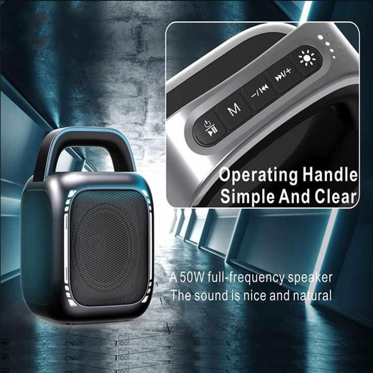 MS6K Portable RGB Dazzling Bluetooth Speaker Outdoor Karaoke Subwoofer, No Mic, Dual Mic