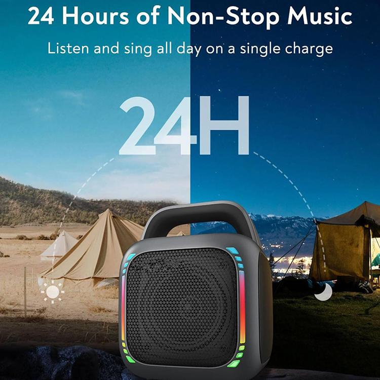 MS6K Portable RGB Dazzling Bluetooth Speaker Outdoor Karaoke Subwoofer, No Mic, Dual Mic