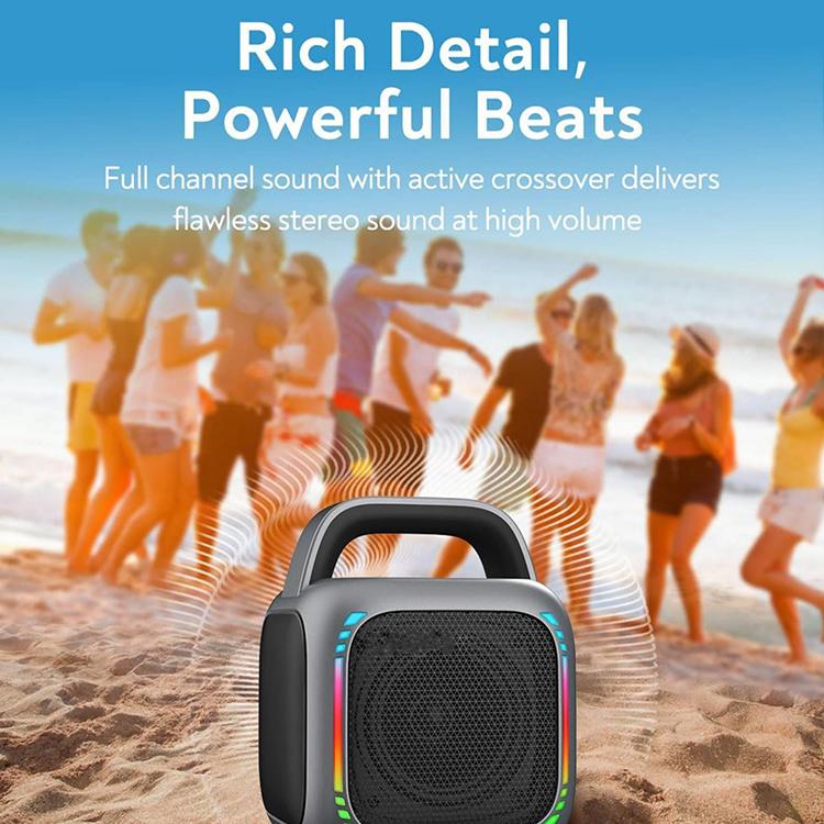 MS6K Portable RGB Dazzling Bluetooth Speaker Outdoor Karaoke Subwoofer, No Mic, Dual Mic