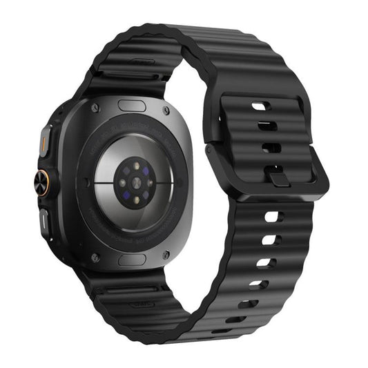 For Galaxy Watch9 / 8 / 8 Classic xDfind Wavy Grain Stitched Silicone Watch Band, L