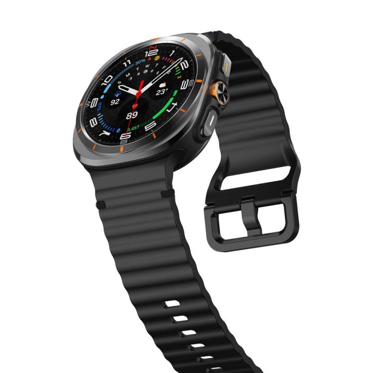 Für Samsung Galaxy Watch8 Classic 46mm / Watch8 44mm / 40mm xDfind Gewelltes genähtes Silikon-Uhrenarmband, L