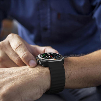 Für Samsung Galaxy Watch8 Classic 46mm / Watch8 44mm / 40mm xDfind Gewelltes genähtes Silikon-Uhrenarmband, L