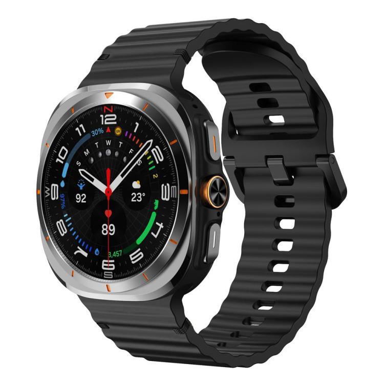 Für Samsung Galaxy Watch8 Classic 46mm / Watch8 44mm / 40mm xDfind Gewelltes genähtes Silikon-Uhrenarmband, L