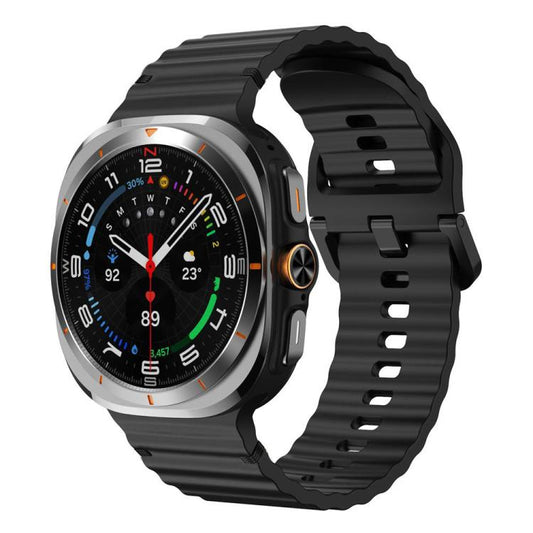 For Galaxy Watch9 / 8 / 8 Classic xDfind Wavy Grain Stitched Silicone Watch Band, L