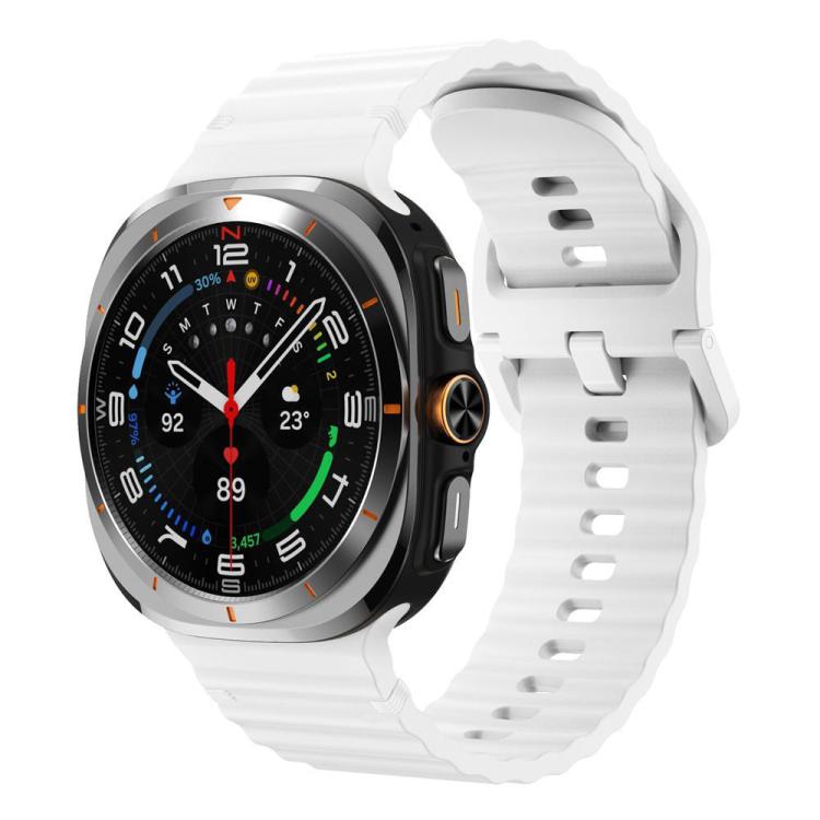 Für Samsung Galaxy Watch8 Classic 46mm / Watch8 44mm / 40mm xDfind Gewelltes genähtes Silikon-Uhrenarmband, L