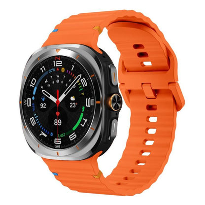 Für Samsung Galaxy Watch8 Classic 46mm / Watch8 44mm / 40mm xDfind Gewelltes genähtes Silikon-Uhrenarmband, L
