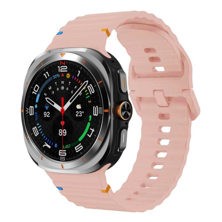 Für Samsung Galaxy Watch8 Classic 46mm / Watch8 44mm / 40mm xDfind Gewelltes genähtes Silikon-Uhrenarmband, L
