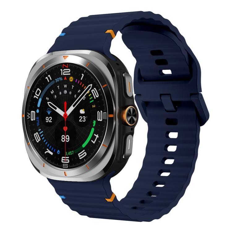 Für Samsung Galaxy Watch8 Classic 46mm / Watch8 44mm / 40mm xDfind Gewelltes genähtes Silikon-Uhrenarmband, L