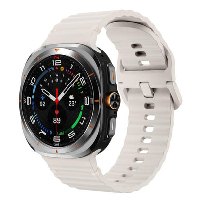 Für Samsung Galaxy Watch8 Classic 46mm / Watch8 44mm / 40mm xDfind Gewelltes genähtes Silikon-Uhrenarmband, L