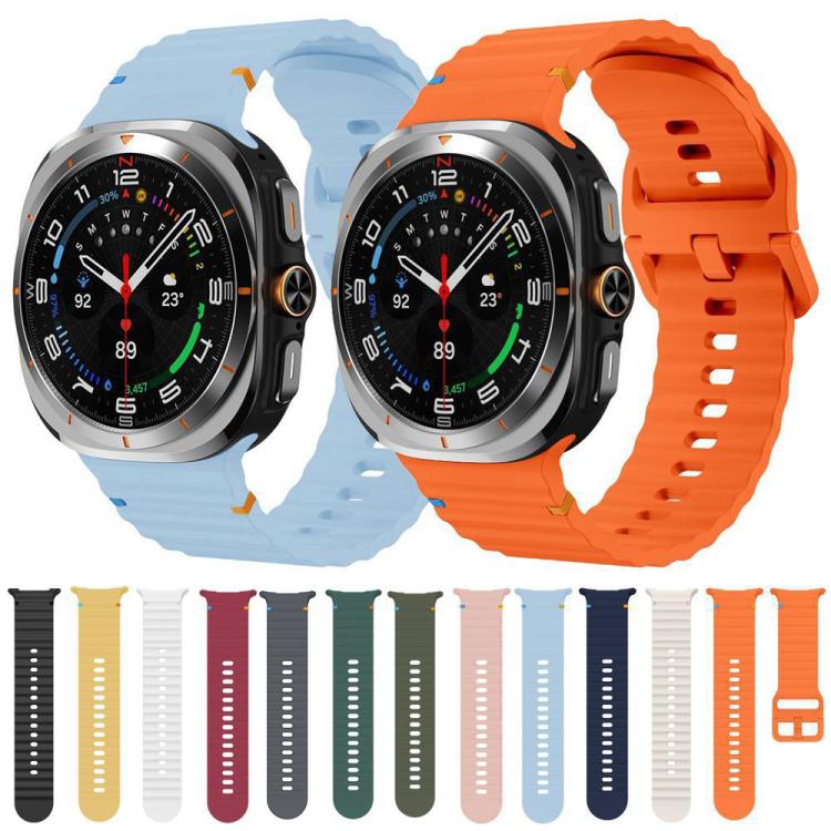 Für Samsung Galaxy Watch8 Classic 46mm / Watch8 44mm / 40mm xDfind Gewelltes genähtes Silikon-Uhrenarmband, L