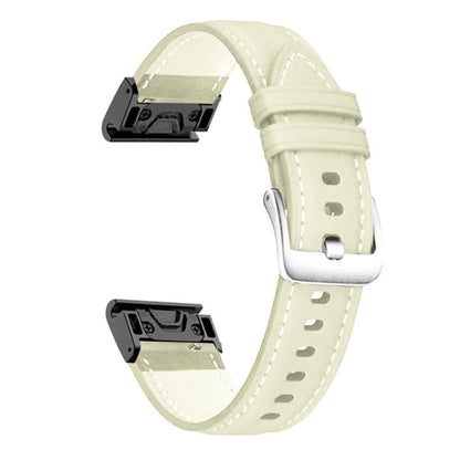 xDfind Silver Buckle Leather Quick Release Watch Band, For Garmin Fenix 7 / 7X / 6X 26mm, For Garmin Fenix 7 / 7X / 6X 22mm
