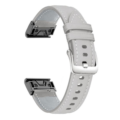 xDfind Silver Buckle Leather Quick Release Watch Band, For Garmin Fenix 7 / 7X / 6X 26mm, For Garmin Fenix 7 / 7X / 6X 22mm