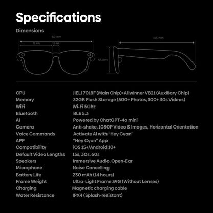 Zeblaze Eyewear AI Shooting Glasses Open-ear Audio AI Assistance