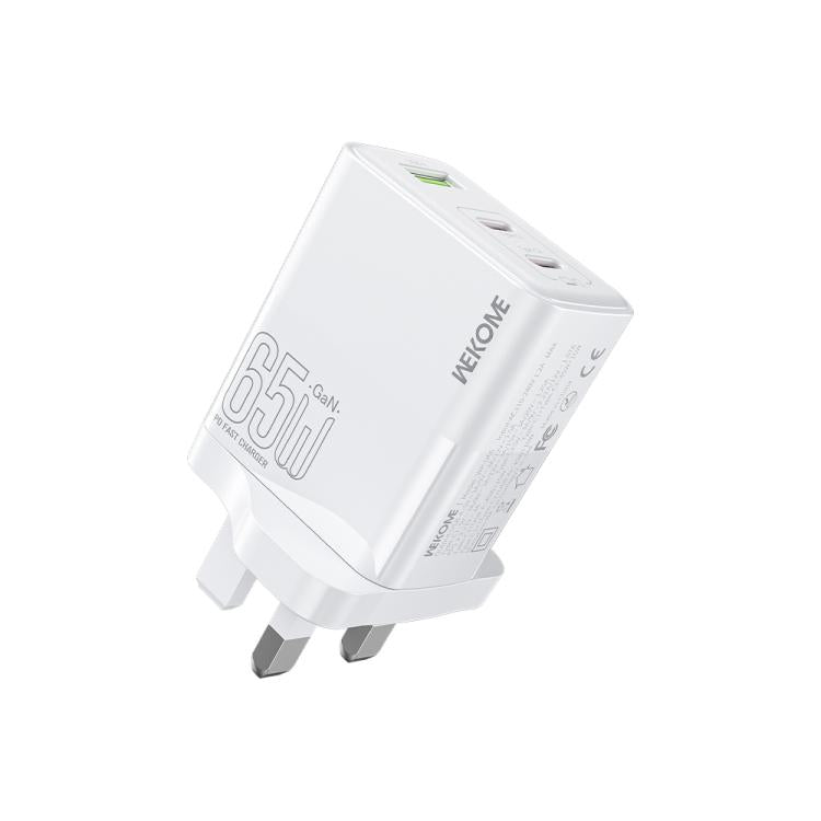 WK WP-U66 Kinkong 65W Dual USB-C / Type-C + USB GaN Fast Charger, UK Plug, US Plug, EU Plug