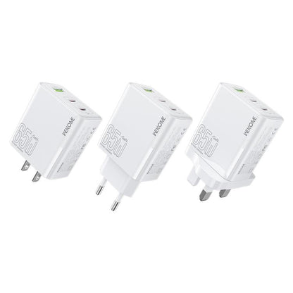 WK WP-U66 Kinkong 65W Dual USB-C / Type-C + USB GaN Fast Charger, UK Plug, US Plug, EU Plug