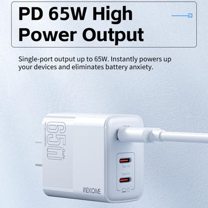 WK WP-U66 Kinkong 65W Dual USB-C / Type-C + USB GaN Fast Charger, UK Plug, US Plug, EU Plug