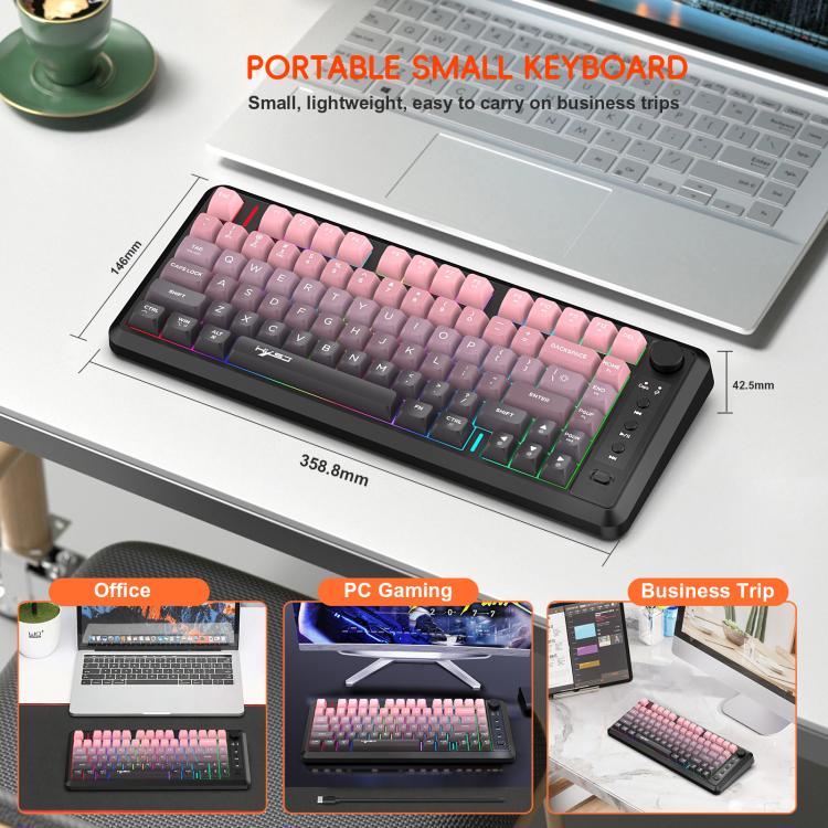 HXSJ L400 Three-mode Wireless RGB Light Thin Film 81 Keys Keyboard