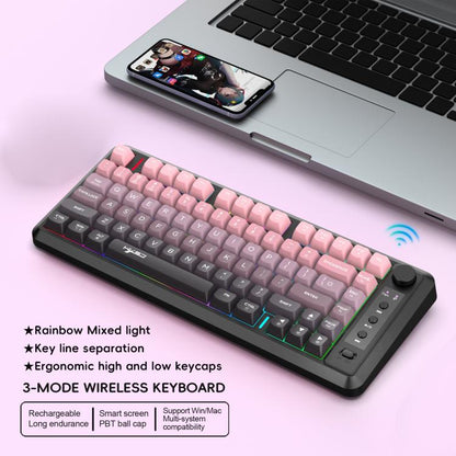 HXSJ L400 Three-mode Wireless RGB Light Thin Film 81 Keys Keyboard