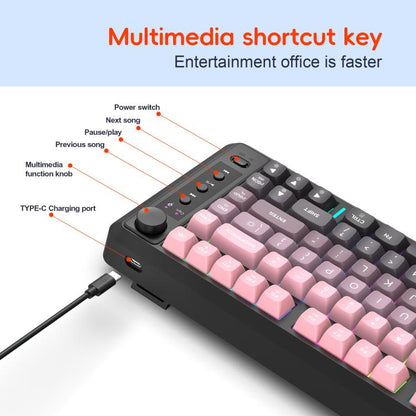 HXSJ L400 Three-mode Wireless RGB Light Thin Film 81 Keys Keyboard