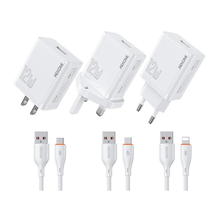 WK WP-U76 Kinkong 12W USB Charger Set, UK Plug, US Plug, EU Plug