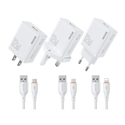 WK WP-U76 Kinkong 12W USB Charger Set, UK Plug, US Plug, EU Plug