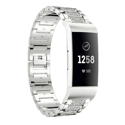 xDfind Diamond Jewelry Stainless Steel Watch Band, For Fitbit Charge 6 / 5 18mm, For Fitbit Versa 4 / 3 / Sense2 / 1 20mm, For Fitbit Inspire 2 / Ace 3 14mm, For Fitbit Charge 4 / 3 18mm