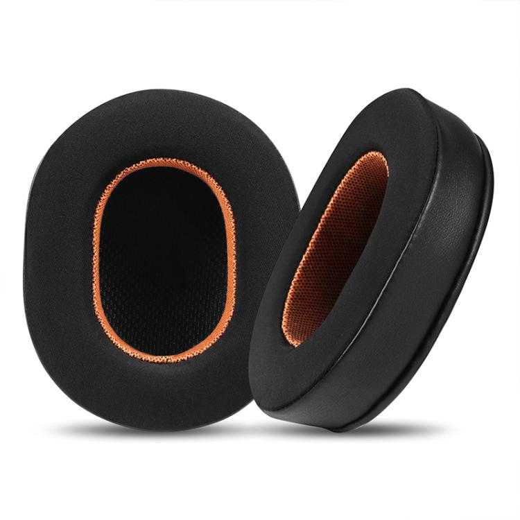 2 coussinets d'oreille de remplacement en tissu de soie glacée pour Audio Technica ATH-MSR7 / M50X / M40, Noir Orange, Noir Gris, Noir Violet, Noir Vert
