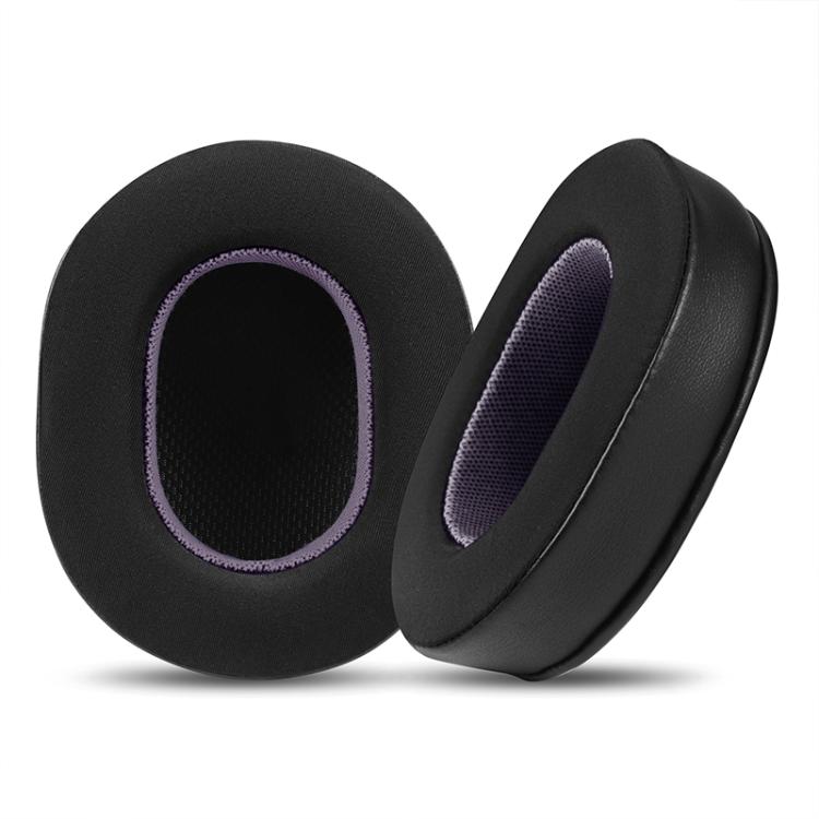 2 coussinets d'oreille de remplacement en tissu de soie glacée pour Audio Technica ATH-MSR7 / M50X / M40, Noir Orange, Noir Gris, Noir Violet, Noir Vert
