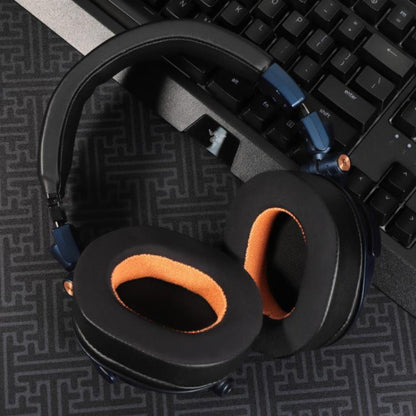 2 coussinets d'oreille de remplacement en tissu de soie glacée pour Audio Technica ATH-MSR7 / M50X / M40, Noir Orange, Noir Gris, Noir Violet, Noir Vert