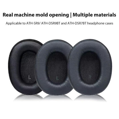 1 Pair Protein Leather Replacement Earpads For Audio Technica ATH-SR9 / DSR9BT / DSR7BT, Black, Titanium Color