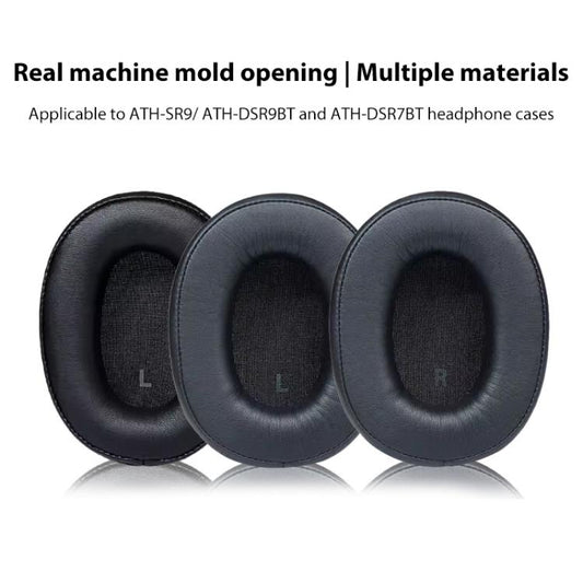 1 Pair Protein Leather Replacement Earpads For Audio Technica ATH-SR9 / DSR9BT / DSR7BT, Black, Titanium Color