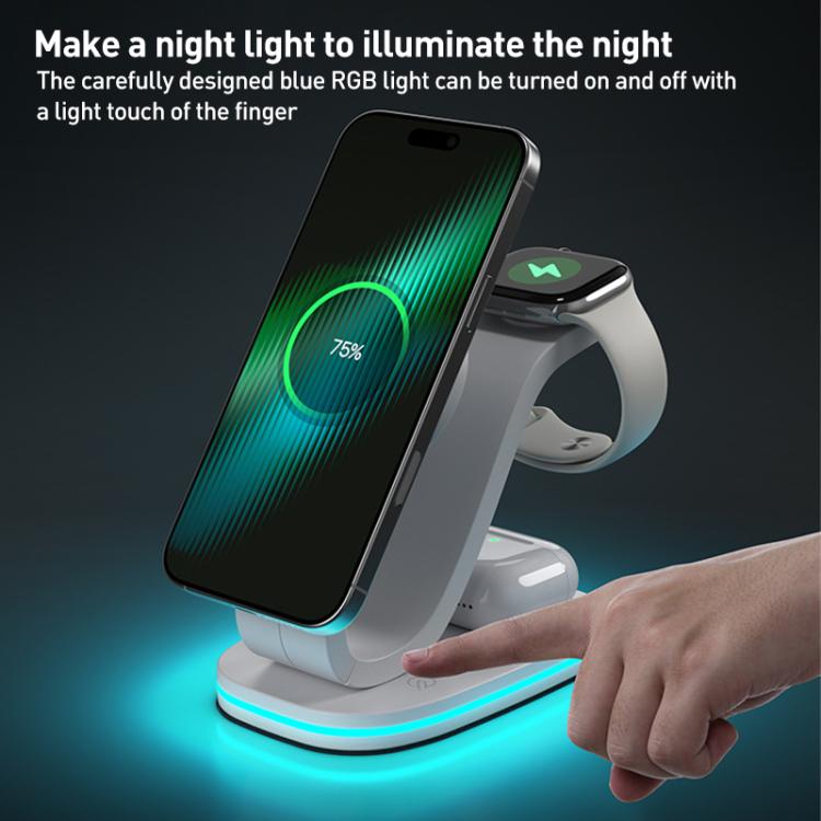 3 in 1 Phone / Earphone / Watch Universal Wireless Charger, 3 in 1 Universal(Black), 3 in 1 Universal(White)