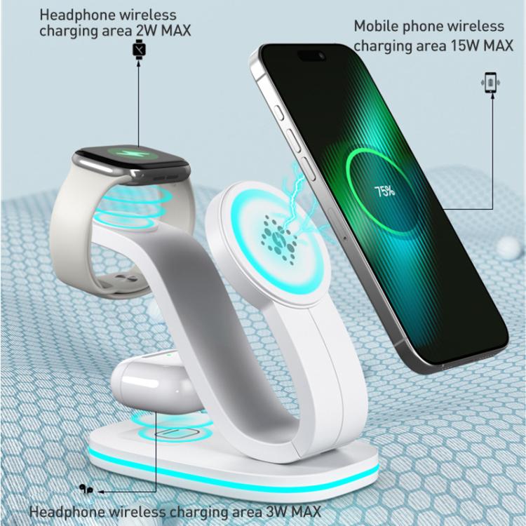 3 in 1 Phone / Earphone / Watch Universal Wireless Charger, 3 in 1 Universal(Black), 3 in 1 Universal(White)