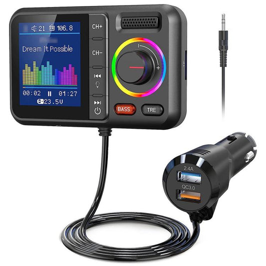 BT98 Lecteur MP3 de voiture Bluetooth à écran coloré transmetteur FM chargeur allume-cigare, BT98