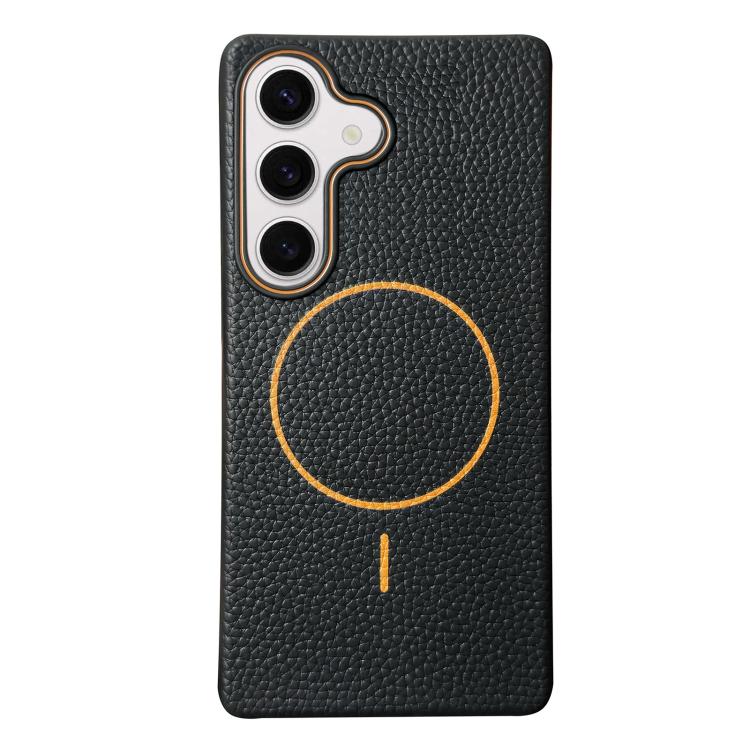 Thin Circle MagSafe Litchi Grain TPU Phone Case, For Samsung Galaxy S25 5G, For Samsung Galaxy S25+ 5G, For Samsung Galaxy S25 Ultra 5G, For Samsung Galaxy S24 FE 5G, For Samsung Galaxy S24 Ultra 5G, For Samsung Galaxy S24+ 5G, For Samsung Galaxy S24 5...