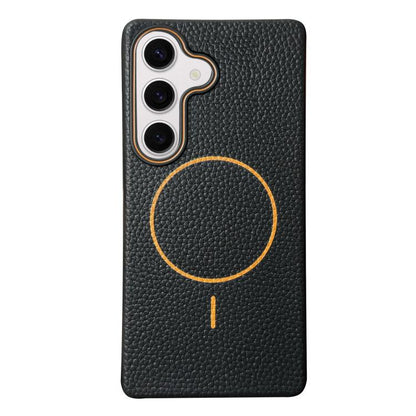 Thin Circle MagSafe Litchi Grain TPU Phone Case, For Samsung Galaxy S25 5G, For Samsung Galaxy S25+ 5G, For Samsung Galaxy S25 Ultra 5G, For Samsung Galaxy S24 FE 5G, For Samsung Galaxy S24 Ultra 5G, For Samsung Galaxy S24+ 5G, For Samsung Galaxy S24 5...