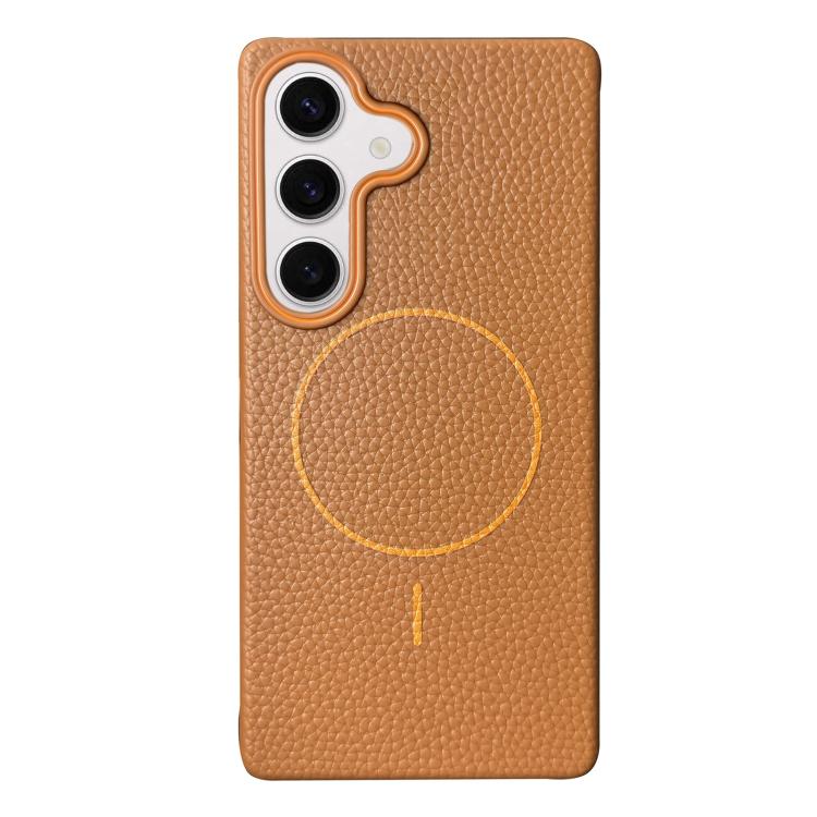 Thin Circle MagSafe Litchi Grain TPU Phone Case, For Samsung Galaxy S25 5G, For Samsung Galaxy S25+ 5G, For Samsung Galaxy S25 Ultra 5G, For Samsung Galaxy S24 FE 5G, For Samsung Galaxy S24 Ultra 5G, For Samsung Galaxy S24+ 5G, For Samsung Galaxy S24 5...