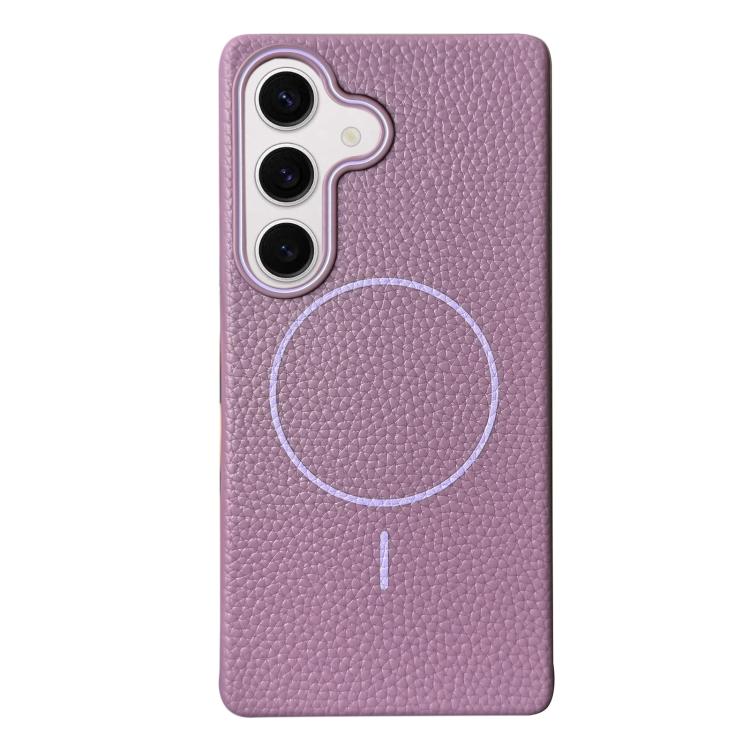 Thin Circle MagSafe Litchi Grain TPU Phone Case, For Samsung Galaxy S25 5G, For Samsung Galaxy S25+ 5G, For Samsung Galaxy S25 Ultra 5G, For Samsung Galaxy S24 FE 5G, For Samsung Galaxy S24 Ultra 5G, For Samsung Galaxy S24+ 5G, For Samsung Galaxy S24 5...