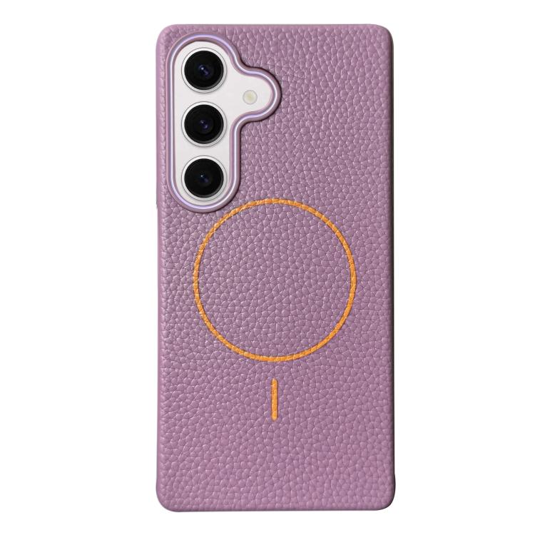Thin Circle MagSafe Litchi Grain TPU Phone Case, For Samsung Galaxy S25 5G, For Samsung Galaxy S25+ 5G, For Samsung Galaxy S25 Ultra 5G, For Samsung Galaxy S24 FE 5G, For Samsung Galaxy S24 Ultra 5G, For Samsung Galaxy S24+ 5G, For Samsung Galaxy S24 5...